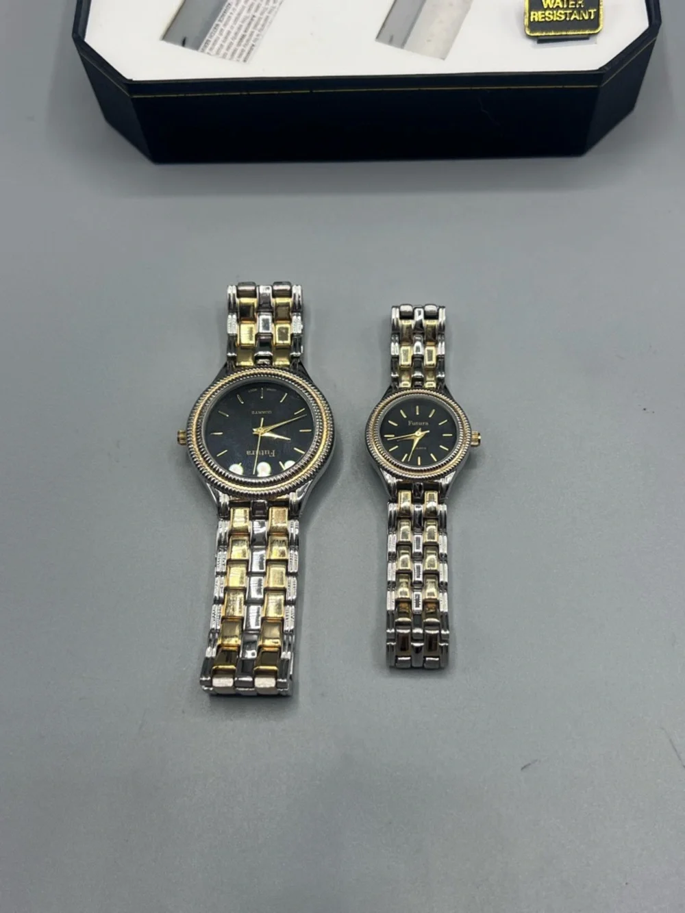Futura His & Hers Matching Watch Set Gold Silver Tone Stainless New Battery